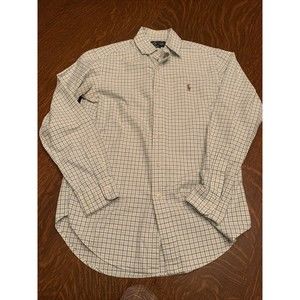 Ralph Lauren Button Up Shirt Adult Small Green Long Sleeve Check Plaid Men
